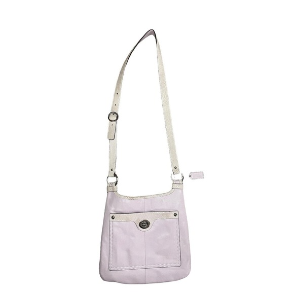 COACH F16533 Penelope Lavender Leather Snakeskin Trim Crossbody Purse Bag - Picture 2 of 13